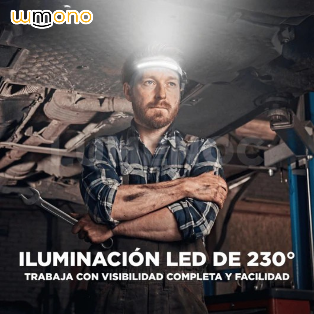 EcoGear® Linterna Frontal 230° — Visión Total, Manos Libres
