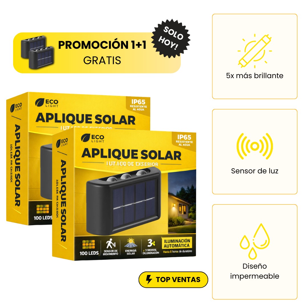 EcoLight® Aplique Solar 230º — Iluminación Total Automática