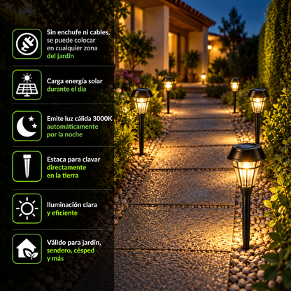 EcoGarden® Pack 6 Faroles Solaresº — Iluminación Decorativa